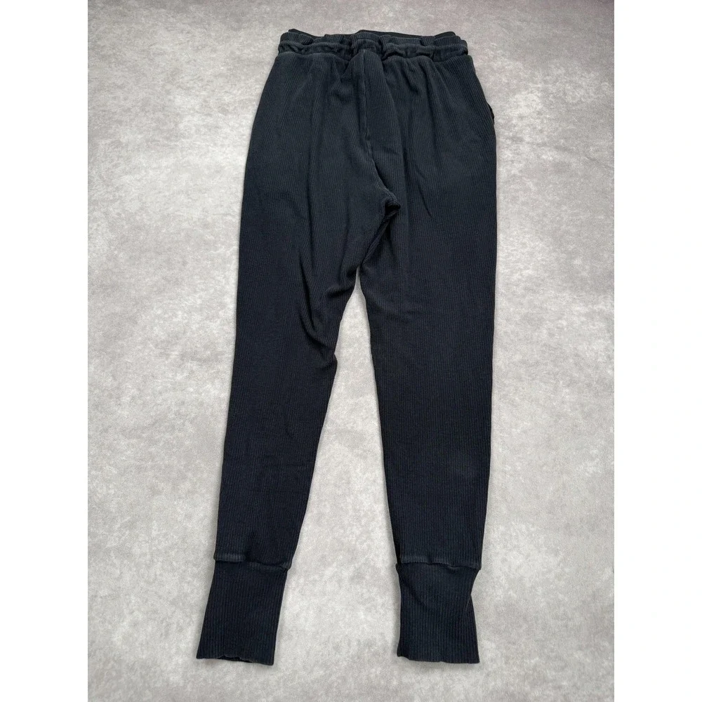 Gymshark Pants Mens Small Black Ribbed Joggers Stretch Knit Cuffed‎ Pockets Logo